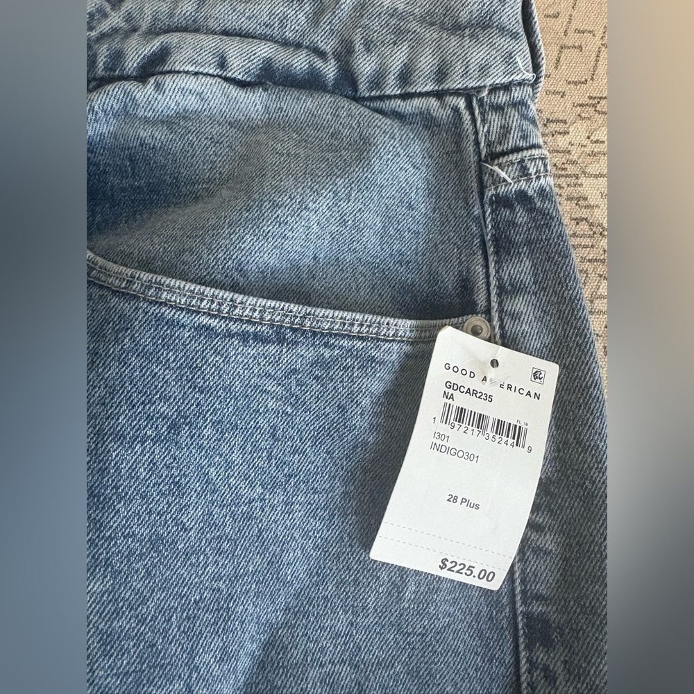 Good American Wide Leg Baggy Denim Cargo Jeans in Indigo Size 28 Plus NWT 225$ - Picture 7 of 16
